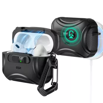 ESR Cyber FlickLock HaloLock MagSafe maska za Apple AirPods Pro 3, crna