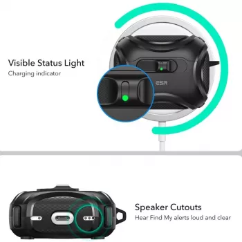 ESR Cyber FlickLock HaloLock MagSafe maska za Apple AirPods Pro 3, crna