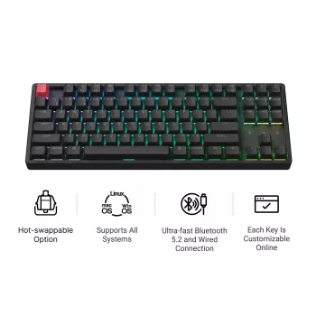 Keychron K8X-J3 80% TKL Brown Switch RGB Hot-Swap crna