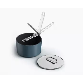 Joseph Joseph Space lonac s poklopcem i sklopivom ručkom, 19 cm, aluminij, keramička neprijanjajuća prevlaka, Midnight Blue (45038)