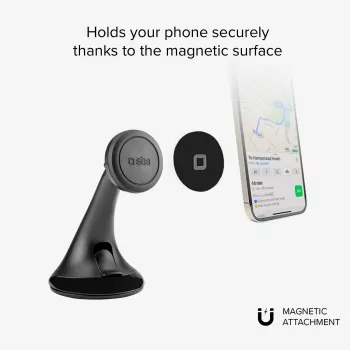 SBS univerzalni magnetski držač za mobitel u autu sa širokom sisaljkom kompatibilan s MagSafe - crni