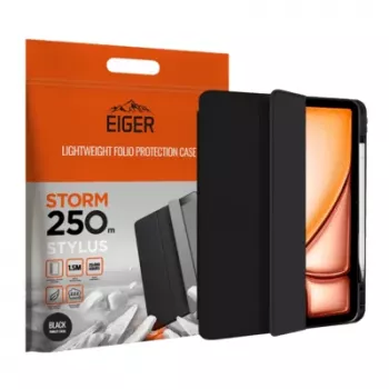 Eiger folio futrola crna magnetsko postolje ojačano s držačem za olovku za Apple iPad Air 13 (2024-2025)/Pro 12,9 (2018-2023)