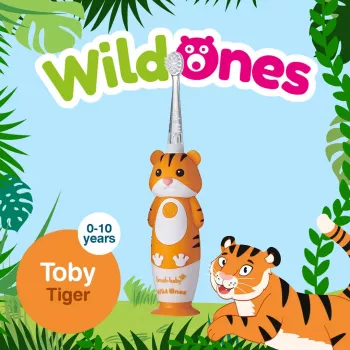 BRUSH BABY Wild Ones zvučna četkica za zube za djecu 0-10 godina tigar