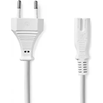 Nedis mrežni kabel - euro utikač na IEC-320-C7, 3,00 m, ravni, plosnati, PVC, bijeli