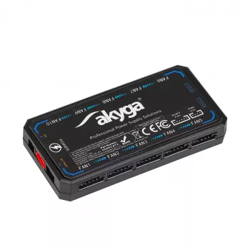 Akyga AK-CA-73 RGB kontroler ventilatora s daljinskim upravljačem, 12 priključaka (10 ventilatora + 2 LED trake), Molex napajanje