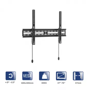 Akyga AK-MB-07 nagibni zidni držač za TV, 37-70 inch, 60 kg, VESA 600x400, crni