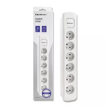 Qoltec produžni kabel s 6 utičnica 1,8 m bijeli