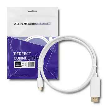 Qoltec USB 3.1 Type-C muški na HDMI Type A muški adapter kabel, 4K, Alternate Mode, 1m, crni