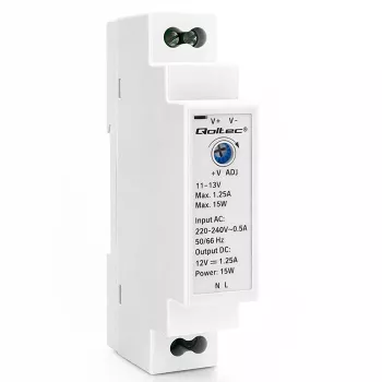 QOLTEC DIN napajanje za šinu 15W 12V 1,25A sivo