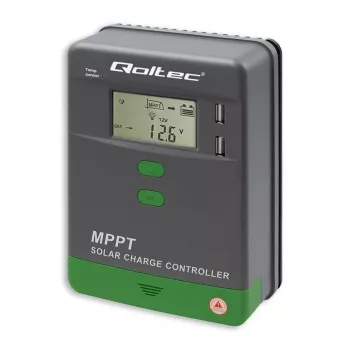 Qoltec MPPT Solar Charge Controller with Temperature Sensor 20A | 12V / 24V | LCD | 2 x USB | GEL | LiFePO4