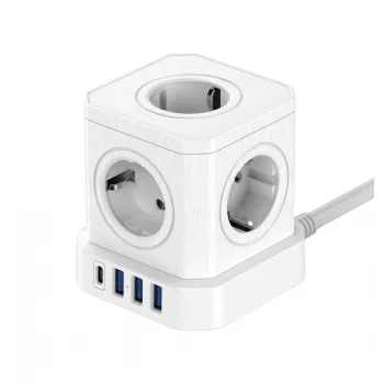 Newell GaN Power Cube 9w1 bijeli produžni blok s USB punjačem