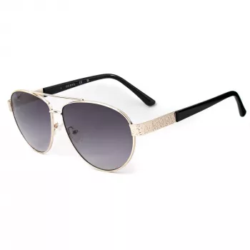 Guess GF0414-6032B unisex četvrtaste sunčane naočale, sjajni crni okvir, smeđe gradijentne leće, 60/12/140 mm