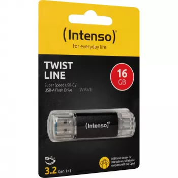 INTENSO Twist Line 16 GB USB stick antracit/transparentni USB-A 3.2 Gen 1 USB-C 3.2 Gen 1