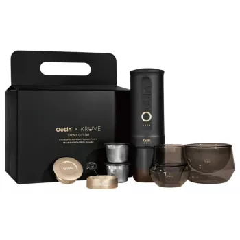 OutIn Nano x Kruve prijenosni aparat za espresso poklon set crno-zlatni