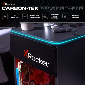 X Rocker gaming noćni ormarić s RGB LED rasvjetom, sivo-crveni