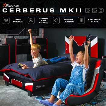 XROCKER Gaming & Racing jednokrevetni krevet 90x190 cm, crvena umjetna koža