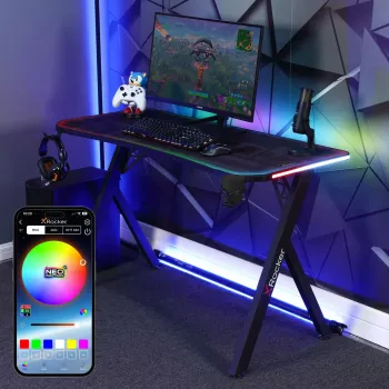 X Rocker Lumio RGB gaming radni stol s LED rasvjetom i podlogom za miš