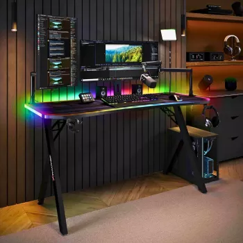 X Rocker Lumio XL RGB gaming radni stol s RGB rasvjetom i podlogom za miš, 140 cm