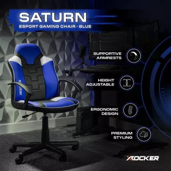 X Rocker Saturn gaming stolica za stol za djecu i mlade, plava