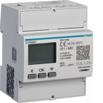 Hager ECR382D trofazno brojilo energije s izravnim priključkom 80A 4 modula Modbus MID