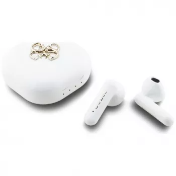 Guess 4G Metal Logo True Wireless Stereo Bluetooth slušalice s futrolom za punjenje (bijele)