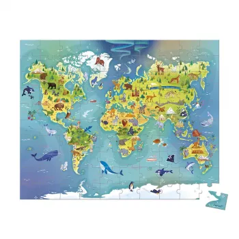 Janod karta svijeta u koferu, puzzle od 100 dijelova