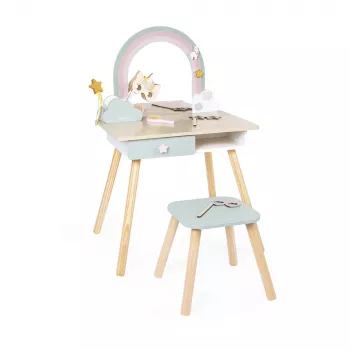Janod veliki drveni stolić za šminkanje s dodacima Unicorn 3+