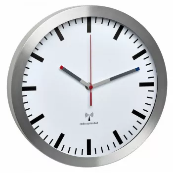 TFA 60.3528.02 zidni radio sat aluminij 300 mm x 45 mm tiha sekundarna kazaljka