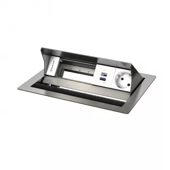 Kindermann CP Standard² VA 4x stolna priključna ploča s 1x Schuko utičnicom, 1x USB-A priključkom za punjenje, VGA, audio, crna