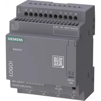 Siemens LOGO! 24 RCEo 6ED1052-2HB08-0BA3 logički modul, 24V AC/DC, 8 DI/4 AI/4 DQ relej, bez zaslona, Ethernet