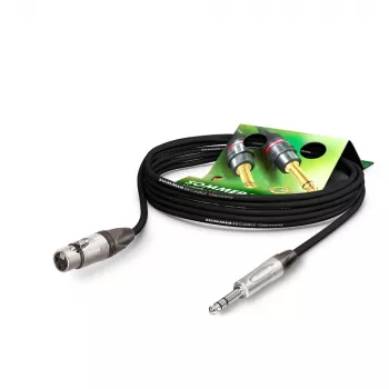 Sommer Cable Stage 22 Highflex Microphone Cable, 2 x 0.22 mm², XLR 3-Pin Female to 6.3 mm Stereo Jack Male, NEUTRIK, Black, 5 m (SGN5-0500-SW)