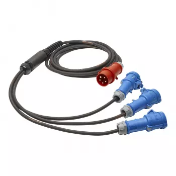 Sommer Cable Titanex Power Split Cable, CEE 16A 5-Pin Plug to 3x CEE 16A 3-Pin Coupler, H07RN-F 5 x 2.5 mm², MENNEKES, Black, 5 m (GSH4-525H0500)