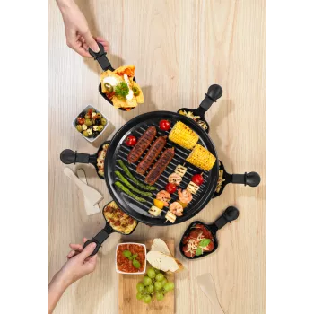 Giles & Posner EK4511GV2VDE stolni raclette grill 1200 W za 8 osoba, crno-srebrni