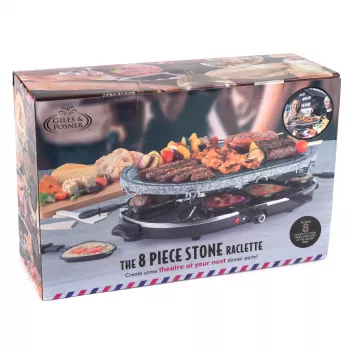 Giles & Posner EK1872GV2VDE stolni raclette grill na kamenu - 1200W, za 8 osoba, crno-sivi