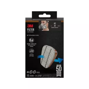 3M 6055 A2 plinski filtar za maske za disanje, 4 para (8 filtara), EN 14387:2004 + A1:2008