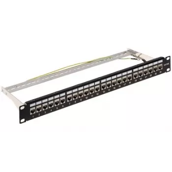 DELTA ENERGY SYSTEMS (SWITZERLAND) AG keystone patch panel PP-24/RJ-FX/6AC2 - 24 porta Cat.6A FTP 1U crni