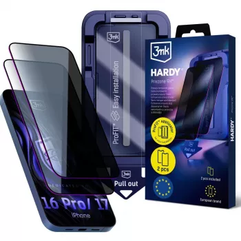 3MK PROTECTION Hardy Privzone 9H zaštita zaslona za privatnost za Apple iPhone 16 Pro / iPhone 17