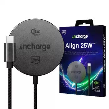 3mk incharge Align Qi2.2 25W za Apple crni