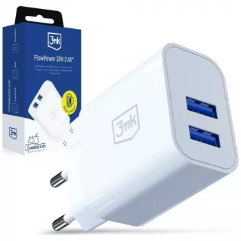3MK punjač 10W 2xUSB-A 2,4A FlowPower bijeli