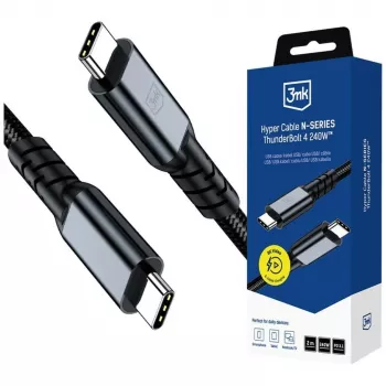 3MK PROTECTION Hyper kabel N-SERIES Thunderbolt 4, 2m, 48V/5A, 40Gb/s, 240W, 8K60Hz, crni