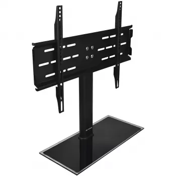 MOZOS TS1 Universal TV Stand Base for 32 inch-65 inch TVs, Tempered Glass Base, Steel Column, Black, Height Adjustable, VESA up to 600x400, Max 40kg