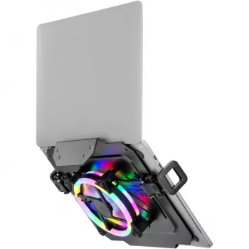 MOZOS LP-RGB platforma za prijenosno računalo za stolne nosače, VESA 75x75/100x100, crna, RGB rasvjeta