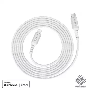 Crong Armor Link USB-C na Lightning Fast Charging MFi kabel 150cm bijeli