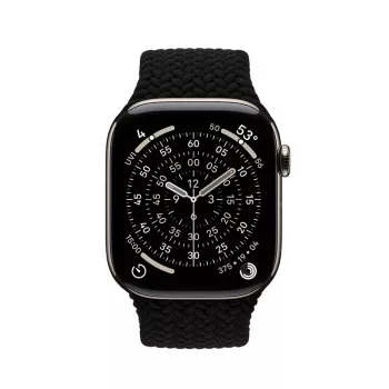 Crong Wave Band pleteni najlonski remen za Apple Watch 44/45/46/49 mm (crni)