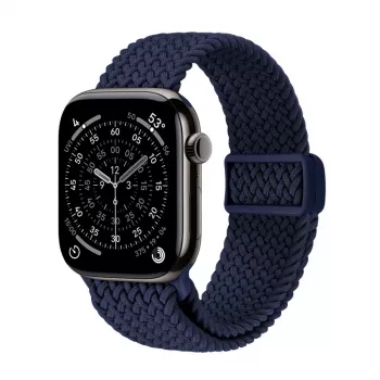 Crong Wave Band pleteni Nylon Solo Loop za Apple Watch 44/45/46/49 mm (Navy Blue)