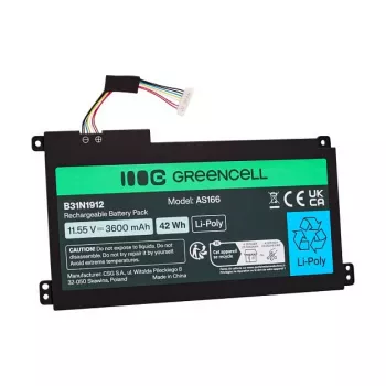 Green Cell baterija za ASUS C31N1912 / B31N1912, 3 ćelije, 42Wh, 11,55V, Li-Ion Polymer, crna