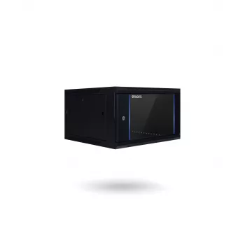RACKTEL RL-4504WRE 4U 600x450 Wall Mount Rack Cabinet, Black, Tempered Glass Door