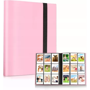 LOVEINSTANT fotoalbum za 360 fotografija, kompatibilan s Fujifilm Instax Mini / Xiaomi / Polaroid / Canon / HP / Kodak, ružičasta