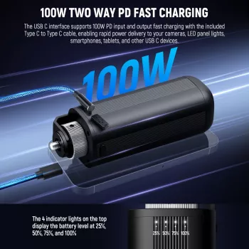 NEEWER PH74E ručka s power bankom 100W za COB LED lampu USB-C DC
