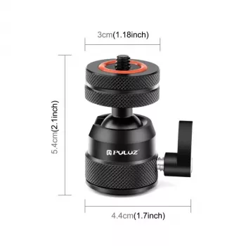 PULUZ kuglasta glava za kameru 3D 1/4 inch navoj 2x hladna papučica ISO do 3 kg PU1057B